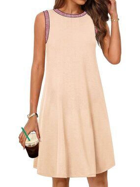 Women's Apricote Sleeveless Tank Cruise Shift Swing Sundress Stylish Mini Dress